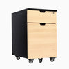 Desky Wooden Minimal Filing Cabinet, Black frame, Maple Hardwood