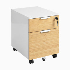Desky Minimal Filing Cabinet, White frame, Bamboo