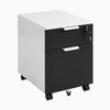 Desky Minimal Filing Cabinet, White frame, Black Laminate
