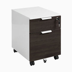 Desky Minimal Filing Cabinet, White frame, Burnished Wood Laminate
