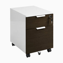 Desky Minimal Filing Cabinet, White frame, Dark Bamboo