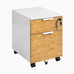 Desky Minimal Filing Cabinet, White frame, Light Oak Rubberwood
