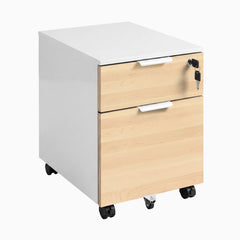 Desky Minimal Filing Cabinet, White frame, Maple Hardwood