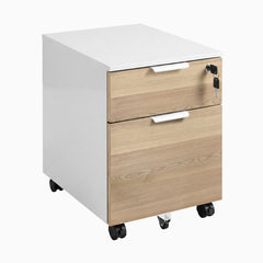 Desky Minimal Filing Cabinet, White frame, White Ash Hardwood
