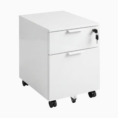 Desky Minimal Filing Cabinet, White frame, White Laminate