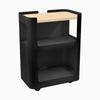 Desky Minimal Open Mobile Pedestal, Maple Hardwood, Black frame