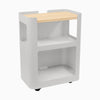Desky Minimal Open Mobile Pedestal, Maple Hardwood, White frame