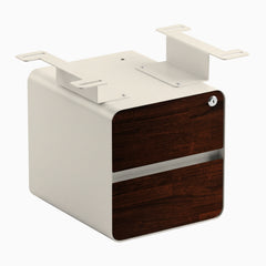 Desky Minimal Under Desk Cabinet, Dark Walnut Rubberwood, Wheat frame