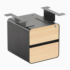 Desky Minimal Under Desk Cabinet, Maple Hardwood, Space Gray frame