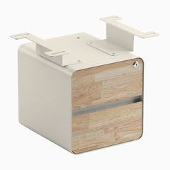 Desky Minimal Under Desk Cabinet, Natural Rubberwood, Wheat frame