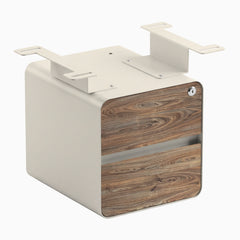 Desky Minimal Under Desk Cabinet, Natural Walnut Laminate, Wheat frame