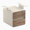 Desky Minimal Under Desk Cabinet, Natural Walnut Laminate, Wheat frame