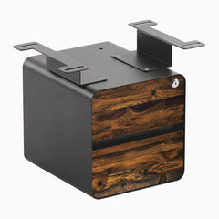 Desky Minimal Under Desk Cabinet, Pheasantwood Hardwood, Space Gray frame