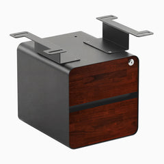 Desky Minimal Under Desk Cabinet, Red Walnut Rubberwood, Space Gray frame