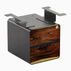 Desky Minimal Under Desk Cabinet, Saman Hardwood, Space Gray frame