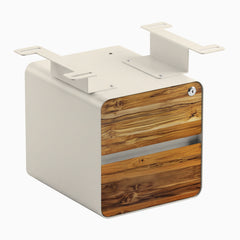 Desky Minimal Under Desk Cabinet, Teak Hardwood, Wheat frame