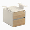 Desky Minimal Under Desk Cabinet, White Ash Hardwood, Wheat frame
