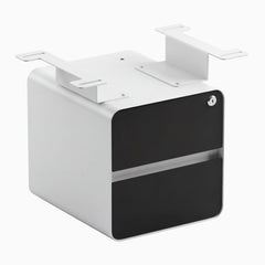 Desky minimal under desk cabinet white frame, black front