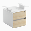 Desky Minimal Under Desk Cabinet, Classic Oak Laminate, White frame