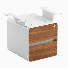 Desky minimal under desk cabinet white frame, prime oak  front