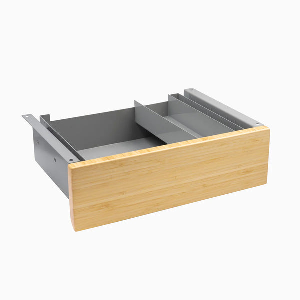 Desky Minimal Under Desk Drawer, Bamboo desktop, Gray frame
