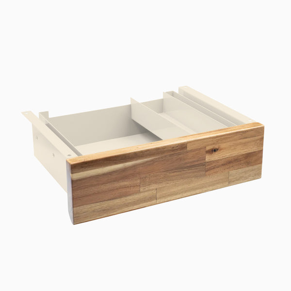 Desky Minimal Under Desk Drawer, Acacia Hardwood desktop, Wheat frame