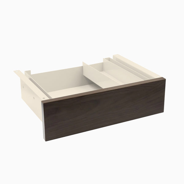 Desky Minimal Under Desk Drawer, Burnished Wood Laminate desktop, Wheat frame