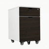 Desky Wooden Minimal Filing Cabinet, White frame, Burnished Wood Laminate