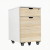 Desky Wooden Minimal Filing Cabinet, White frame, Classic Oak Laminate