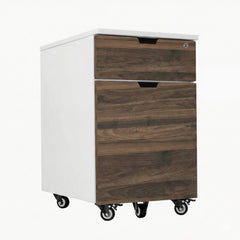Desky Wooden Minimal Filing Cabinet, White frame, Jarrah Legno Laminate