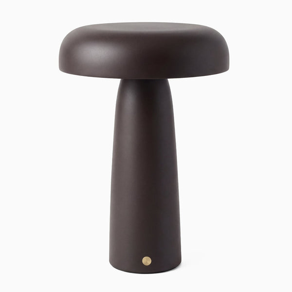 Cable free dark walnut mushroom rechargeable lamp