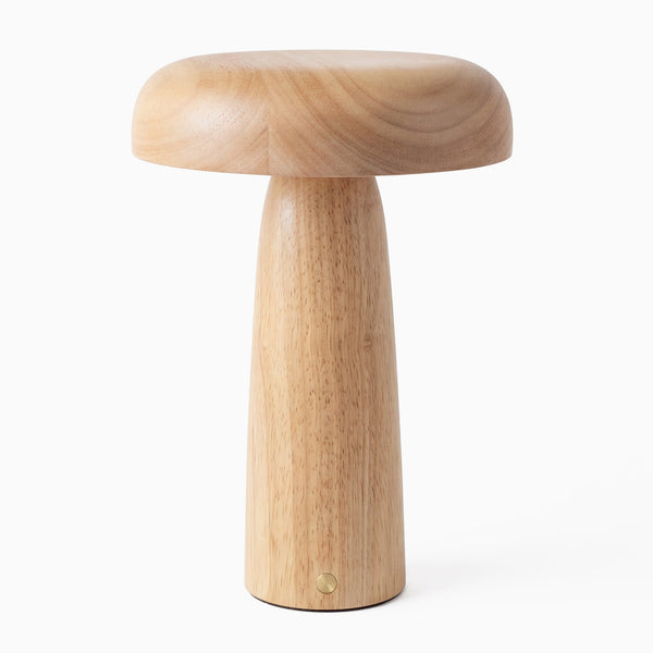 Desky mushroom wooden desk lamp in natural 