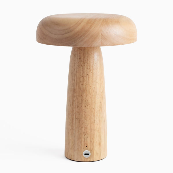 Desky natural rubberwood mushroom wooden desk lamp
