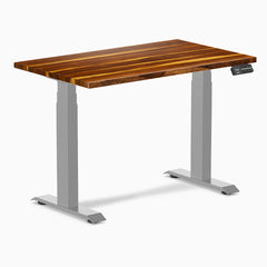 Desky Dual Mini Hardwood Sit Stand Desk, Pheasantwood desktop, Gray frame