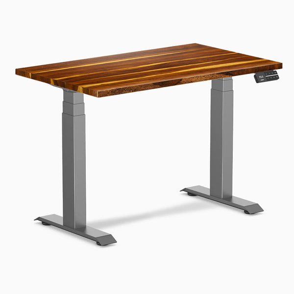 Desky Dual Mini Hardwood Sit Stand Desk, Pheasantwood desktop, Space Gray frame