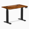 Desky Dual Mini Hardwood Sit Stand Desk, Pheasantwood desktop, Matte Black frame