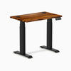 Desky Dual Mini Hardwood Sit Stand Desk, Pheasantwood desktop, Matte Black frame