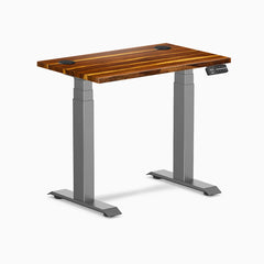 Desky Dual Mini Hardwood Sit Stand Desk, Pheasantwood desktop, Space Gray frame