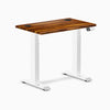 Desky Dual Mini Hardwood Sit Stand Desk, Pheasantwood desktop, White frame
