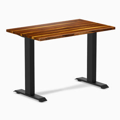 Desky Zero Mini Hardwood Office Desk, Pheasantwood desktop, Matte Black frame
