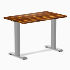 Desky Zero Mini Hardwood Office Desk, Pheasantwood desktop, Gray frame