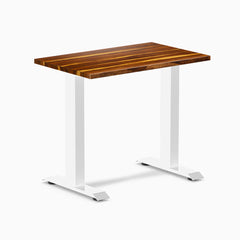 Desky Zero Mini Hardwood Office Desk, Pheasantwood desktop, White frame