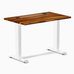 Desky Zero Mini Hardwood Office Desk, Pheasantwood desktop, White frame