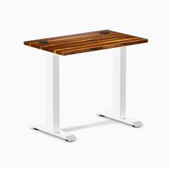 Desky Zero Mini Hardwood Office Desk, Pheasantwood desktop, White frame