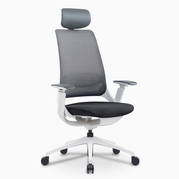 Pulse supportive desk chair in white with headrest