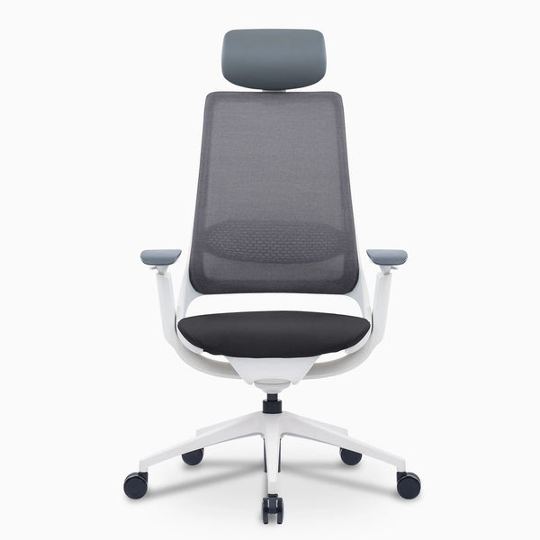 Pulse supportive desk chair in white with headrest