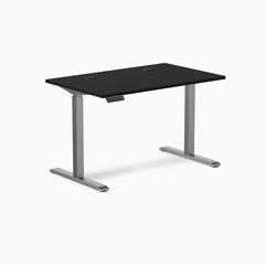 Desky Single Sit Stand Desk, Black desktop, Space Gray frame