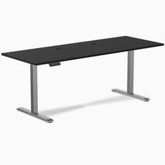 Desky Single Sit Stand Gaming Desk, Black desktop, Space Gray frame