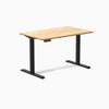 Desky Single Sit Stand Desk, Bamboo desktop, Black frame