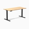 Desky Single Sit Stand Desk, Bamboo desktop, Black frame
